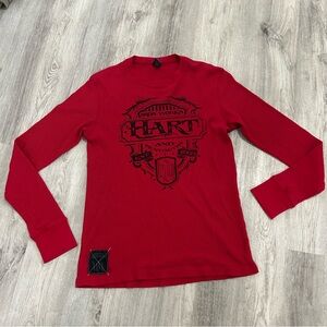 Y2K Hart and Huntington Thermal Long Sleeve TShirt Women M Red Emo Grunge  Skate
